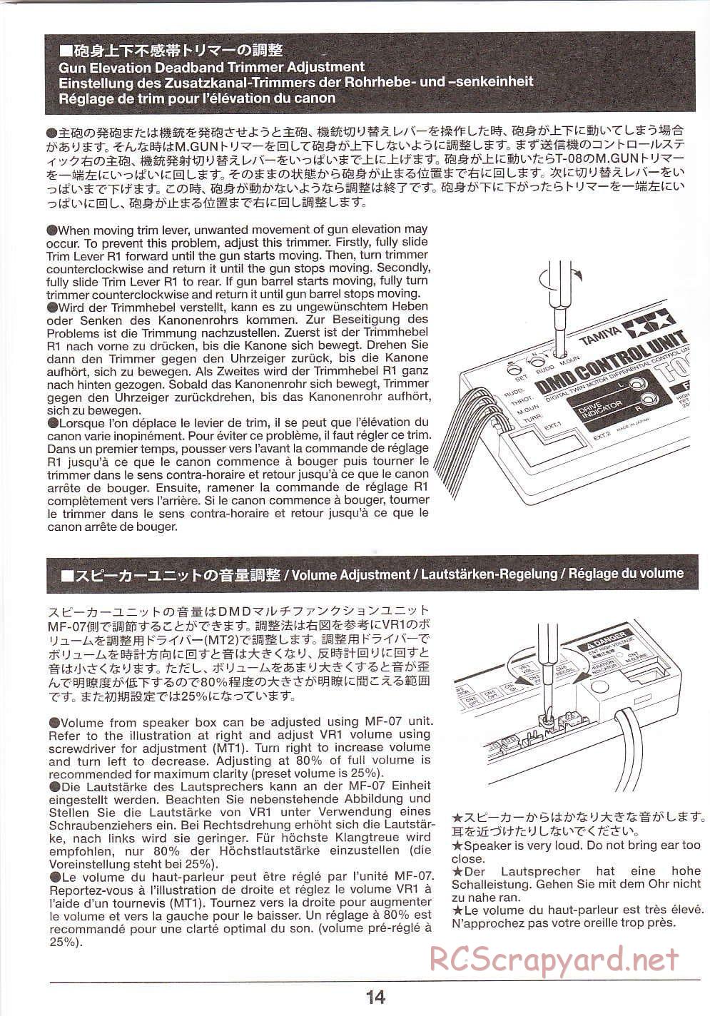 Tamiya - Super Sherman M-51 - 1/16 Scale Chassis - Operation Manual - Page 14