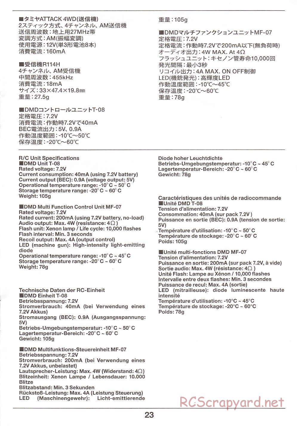 Tamiya - Super Sherman M-51 - 1/16 Scale Chassis - Operation Manual - Page 23