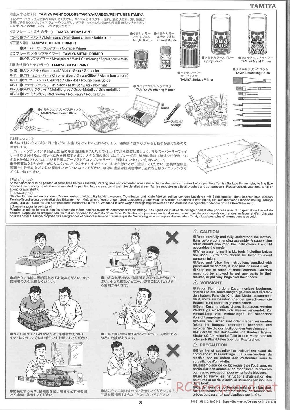 Tamiya - Super Sherman M-51 - 1/16 Scale Chassis - Manual - Page 3