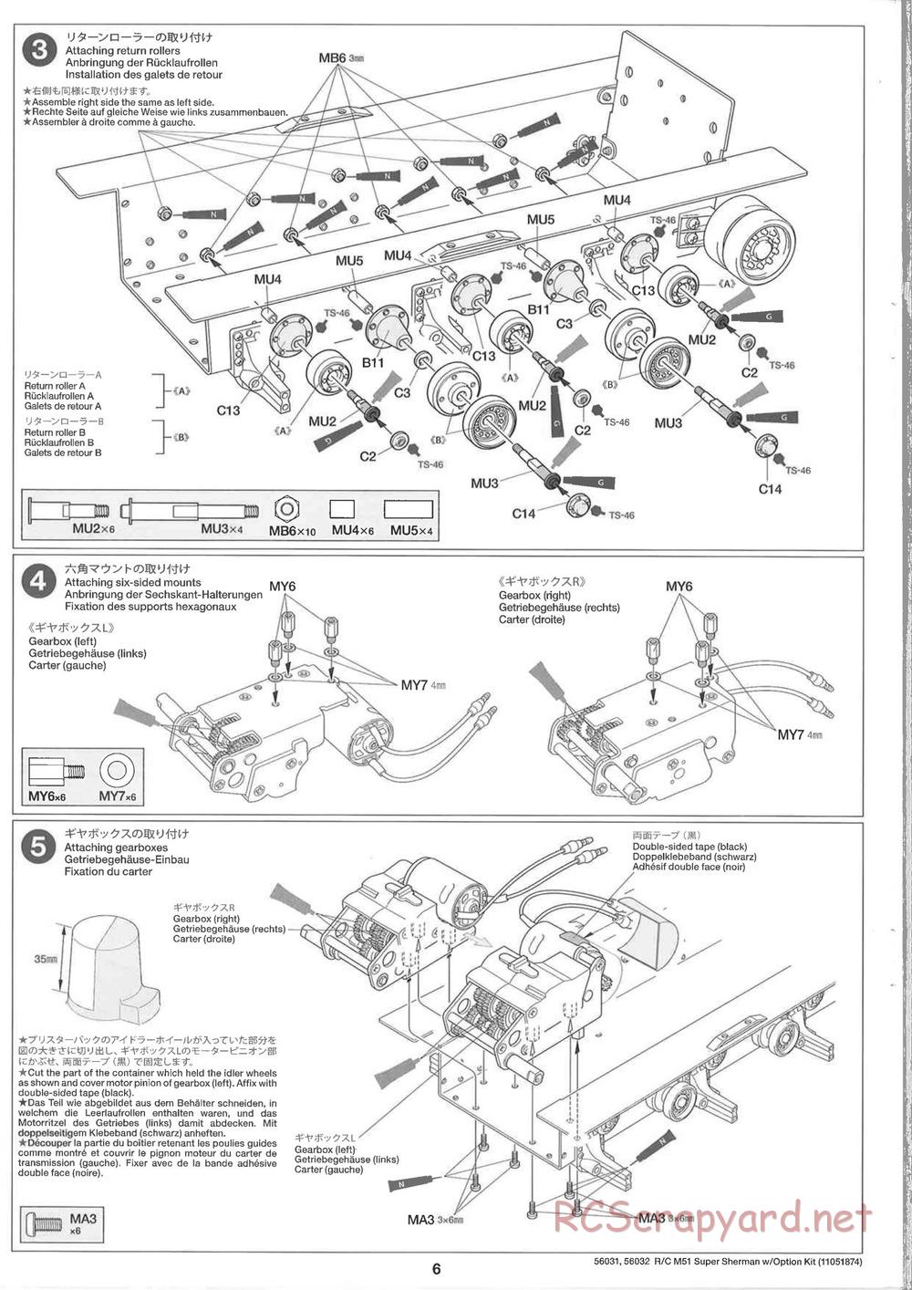 Tamiya - Super Sherman M-51 - 1/16 Scale Chassis - Manual - Page 6