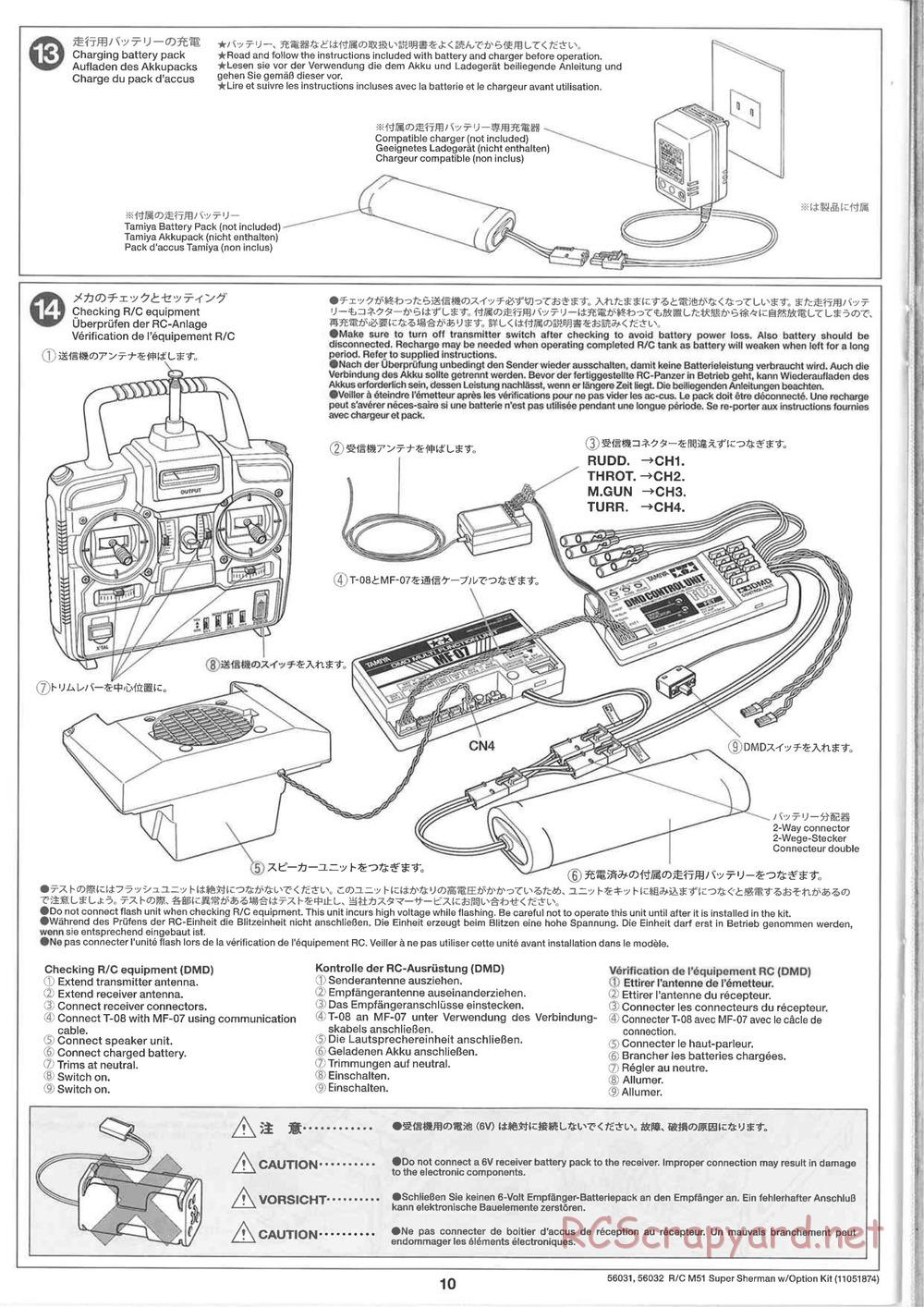 Tamiya - Super Sherman M-51 - 1/16 Scale Chassis - Manual - Page 10