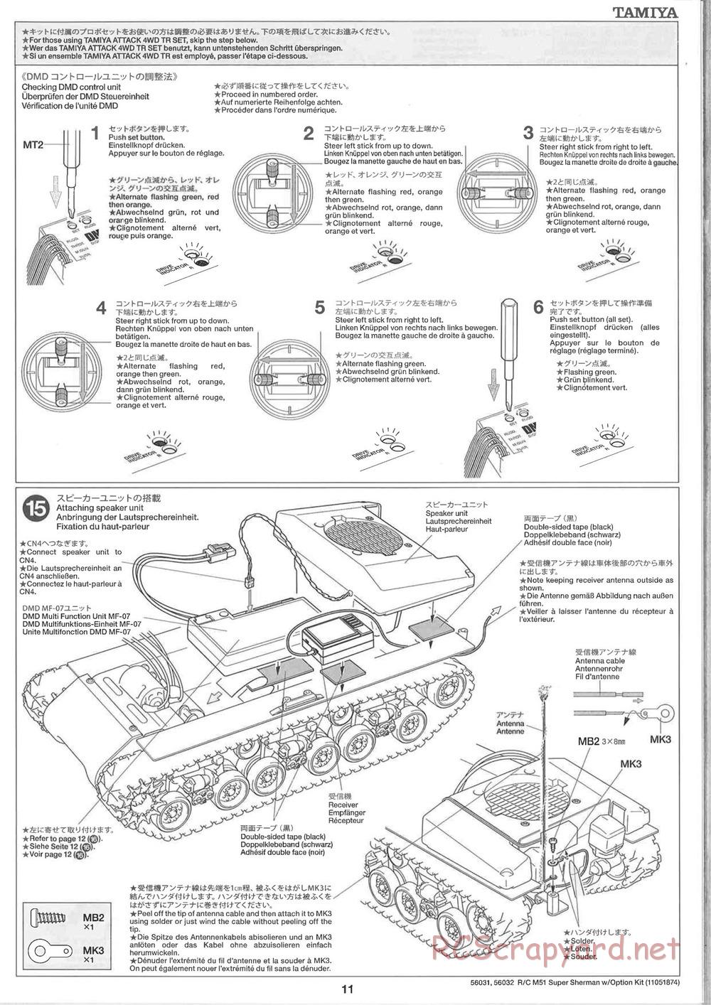 Tamiya - Super Sherman M-51 - 1/16 Scale Chassis - Manual - Page 11