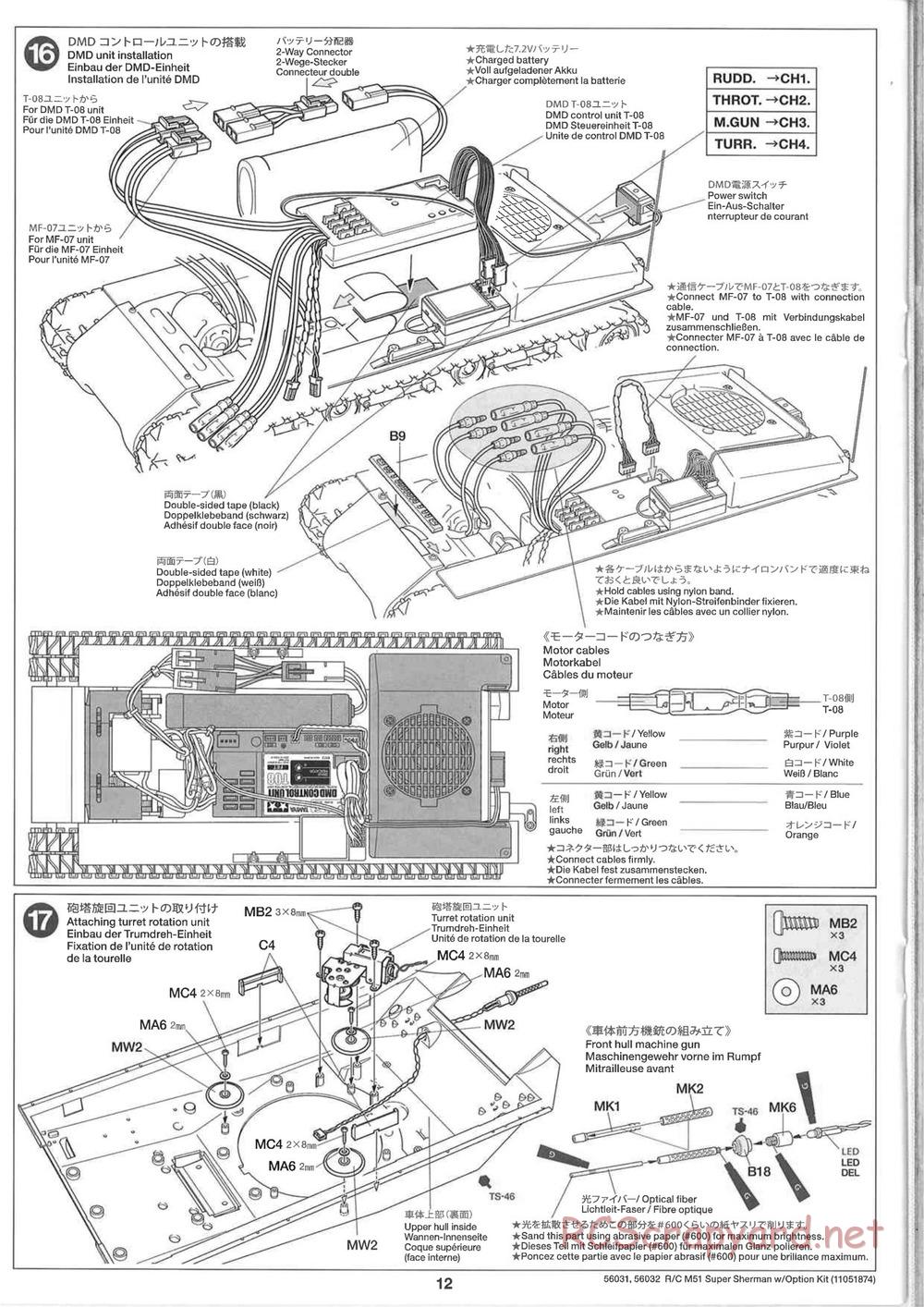 Tamiya - Super Sherman M-51 - 1/16 Scale Chassis - Manual - Page 12