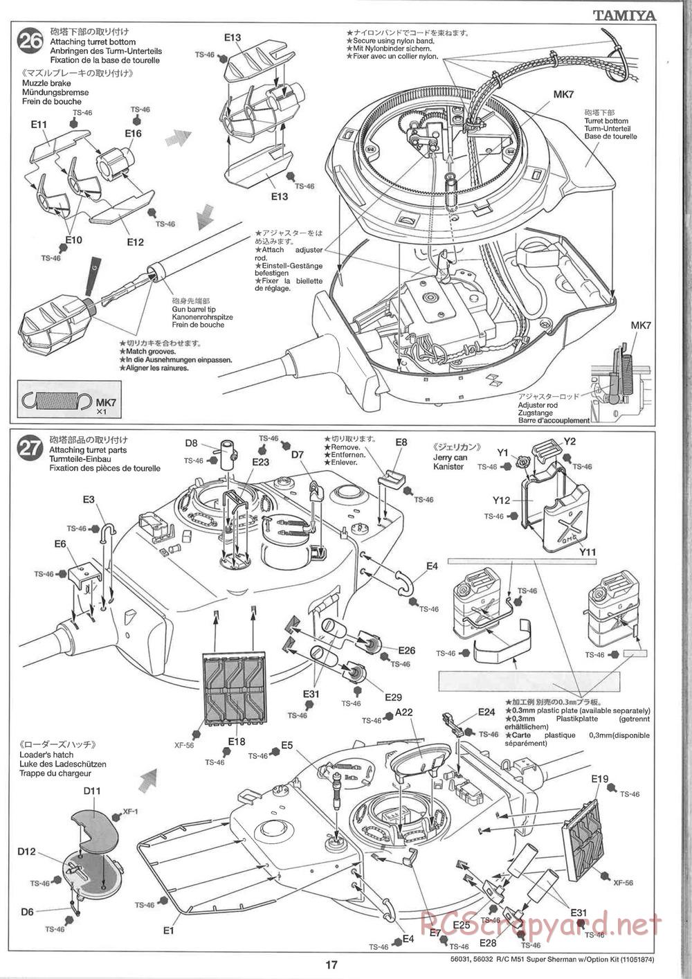Tamiya - Super Sherman M-51 - 1/16 Scale Chassis - Manual - Page 17