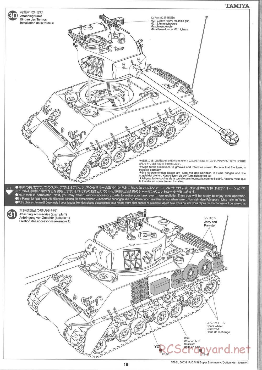 Tamiya - Super Sherman M-51 - 1/16 Scale Chassis - Manual - Page 19