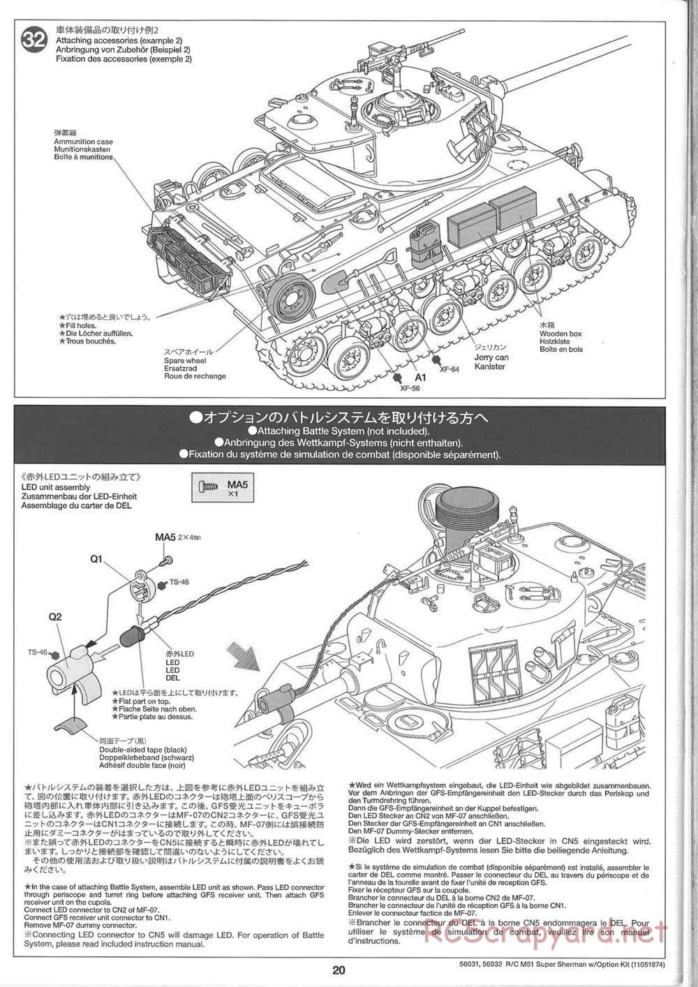 Tamiya - Super Sherman M-51 - 1/16 Scale Chassis - Manual - Page 20