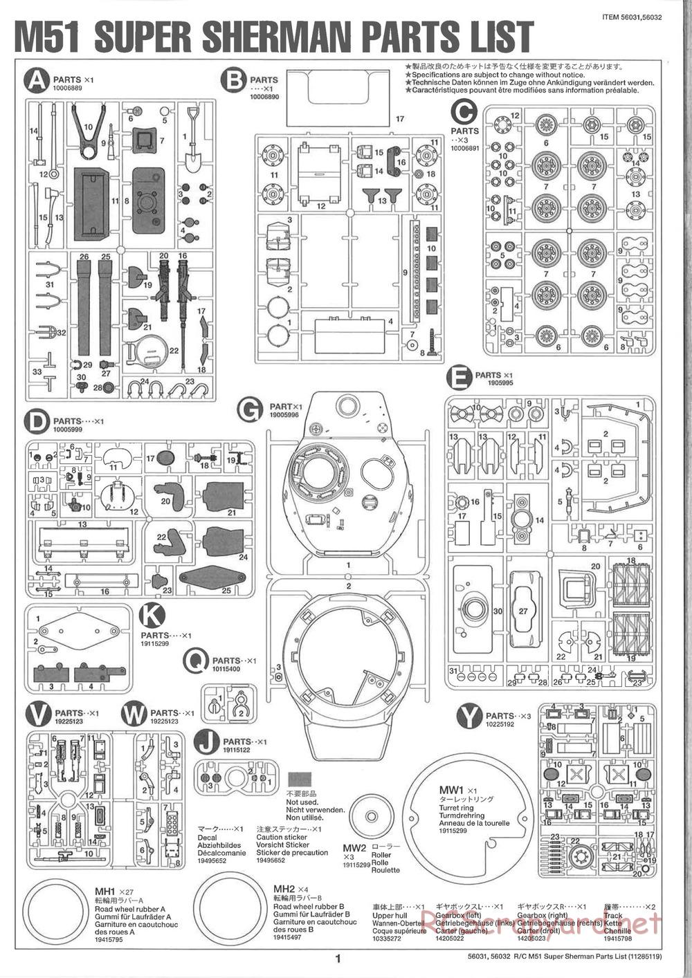 Tamiya - Super Sherman M-51 - 1/16 Scale Chassis - Manual - Page 21