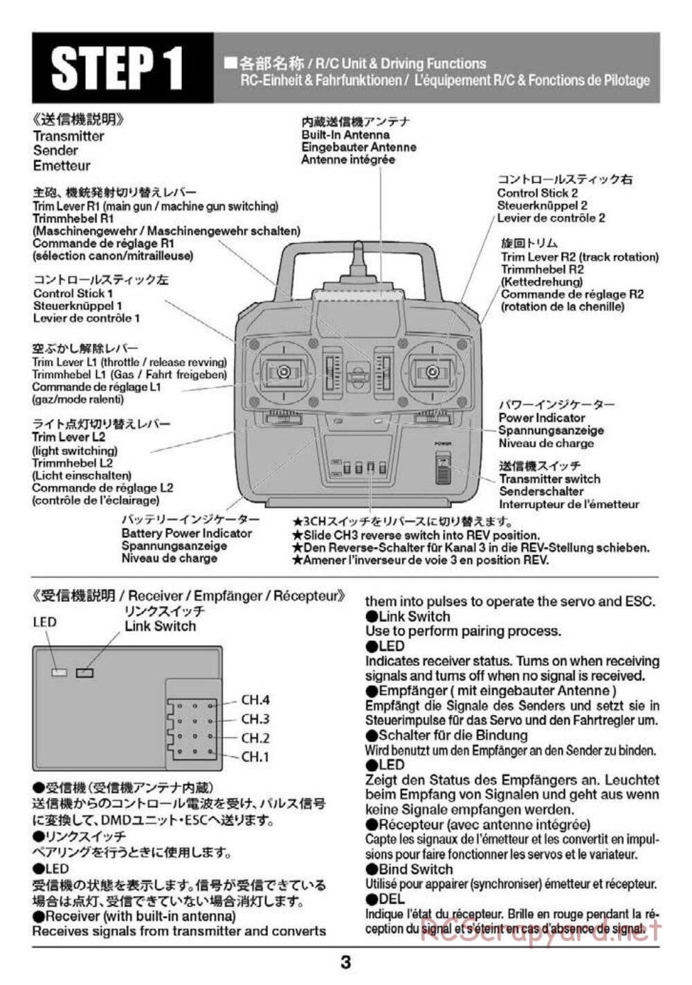 Tamiya - Russian Heavy Tank JS-2 1944 ChKZ - 1/16 Scale Chassis - Operation Manual - Page 3