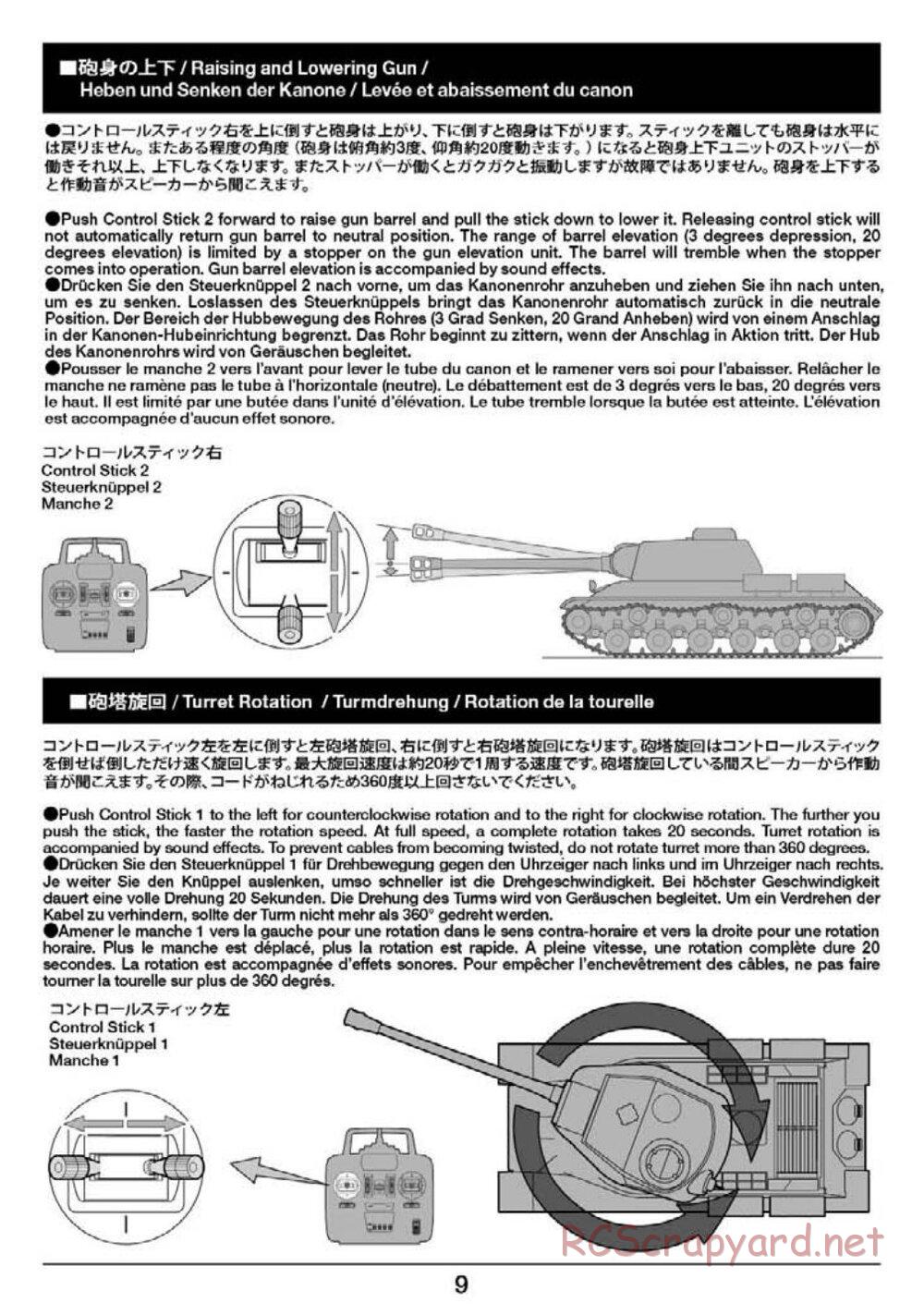 Tamiya - Russian Heavy Tank JS-2 1944 ChKZ - 1/16 Scale Chassis - Operation Manual - Page 9