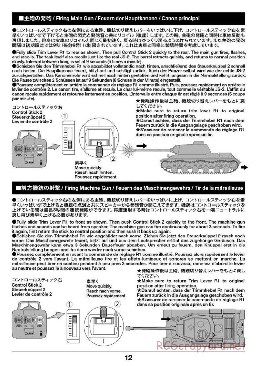 Tamiya - Russian Heavy Tank JS-2 1944 ChKZ - 1/16 Scale Chassis - Operation Manual - Page 12