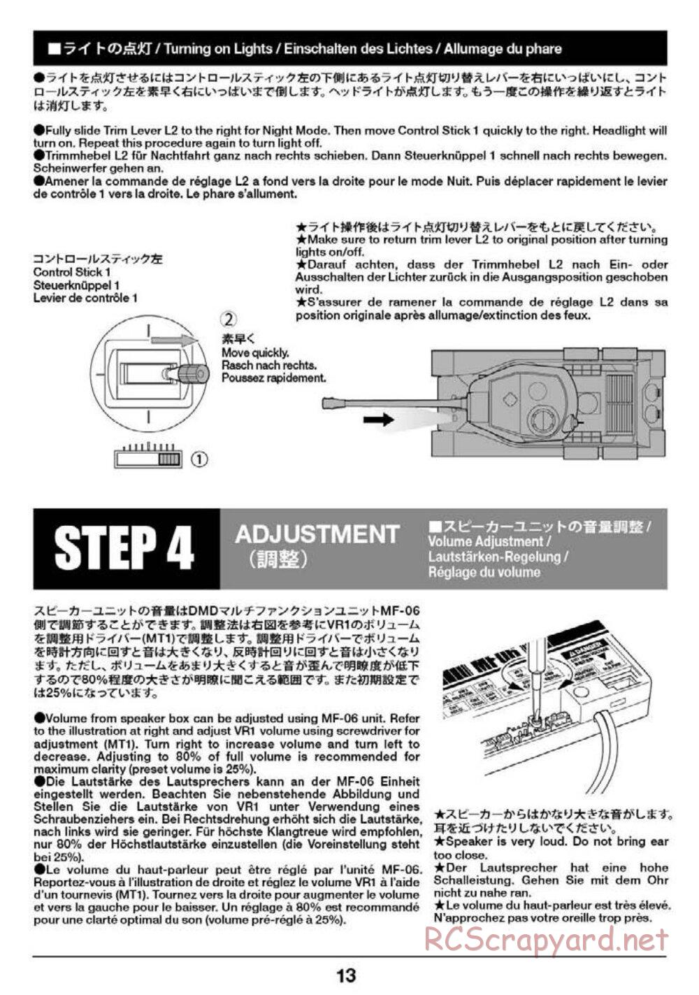 Tamiya - Russian Heavy Tank JS-2 1944 ChKZ - 1/16 Scale Chassis - Operation Manual - Page 13