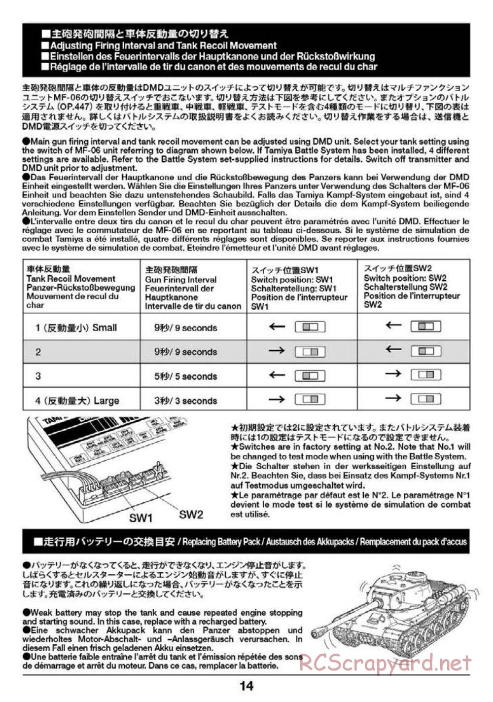 Tamiya - Russian Heavy Tank JS-2 1944 ChKZ - 1/16 Scale Chassis - Operation Manual - Page 14