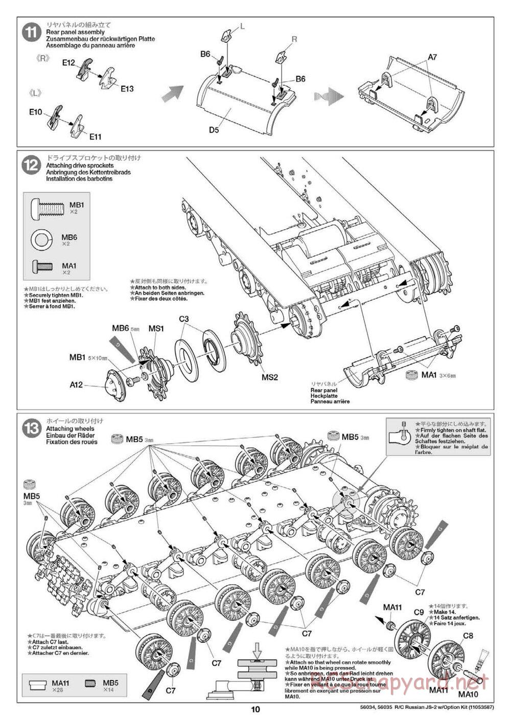Tamiya - Russian Heavy Tank JS-2 1944 ChKZ - 1/16 Scale Chassis - Manual - Page 10