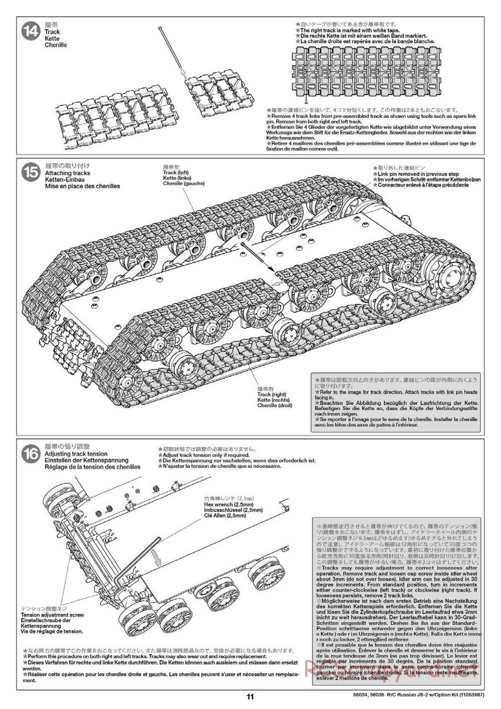 Tamiya - Russian Heavy Tank JS-2 1944 ChKZ - 1/16 Scale Chassis - Manual - Page 11