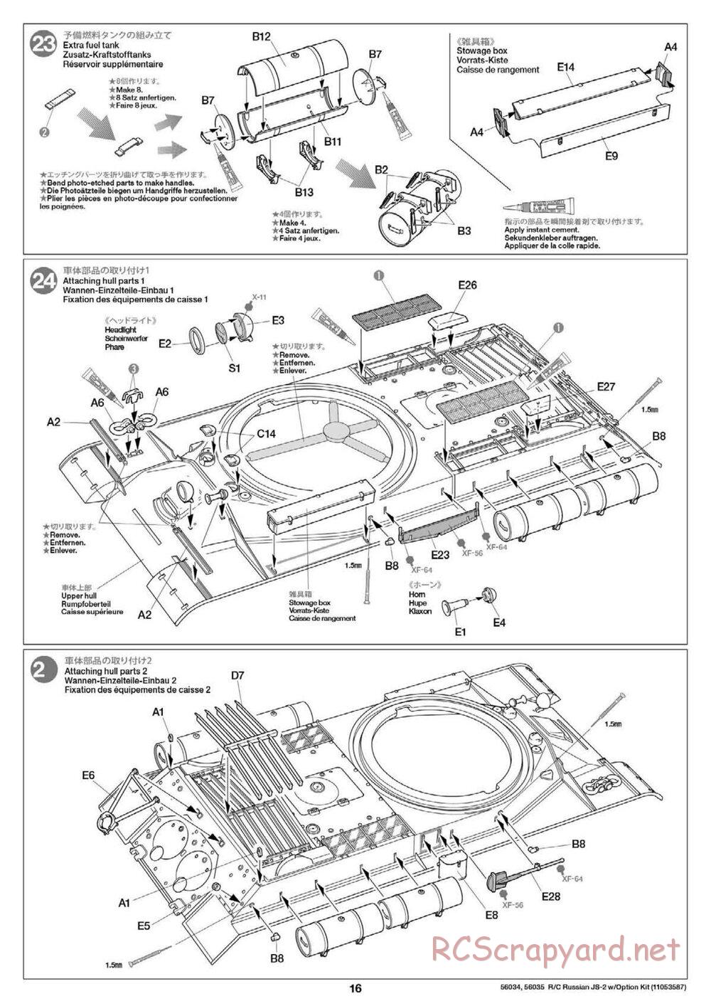 Tamiya - Russian Heavy Tank JS-2 1944 ChKZ - 1/16 Scale Chassis - Manual - Page 16