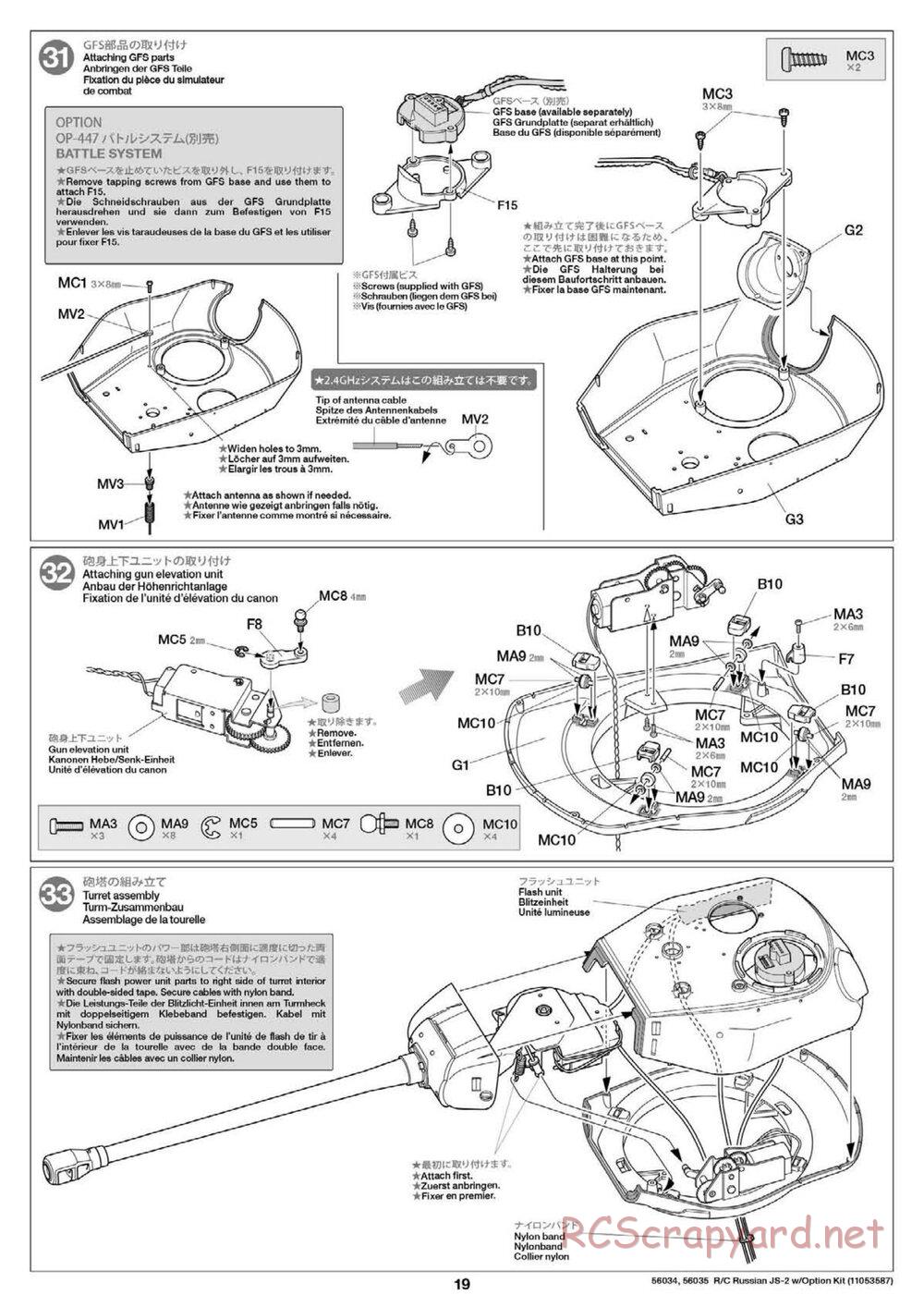 Tamiya - Russian Heavy Tank JS-2 1944 ChKZ - 1/16 Scale Chassis - Manual - Page 19