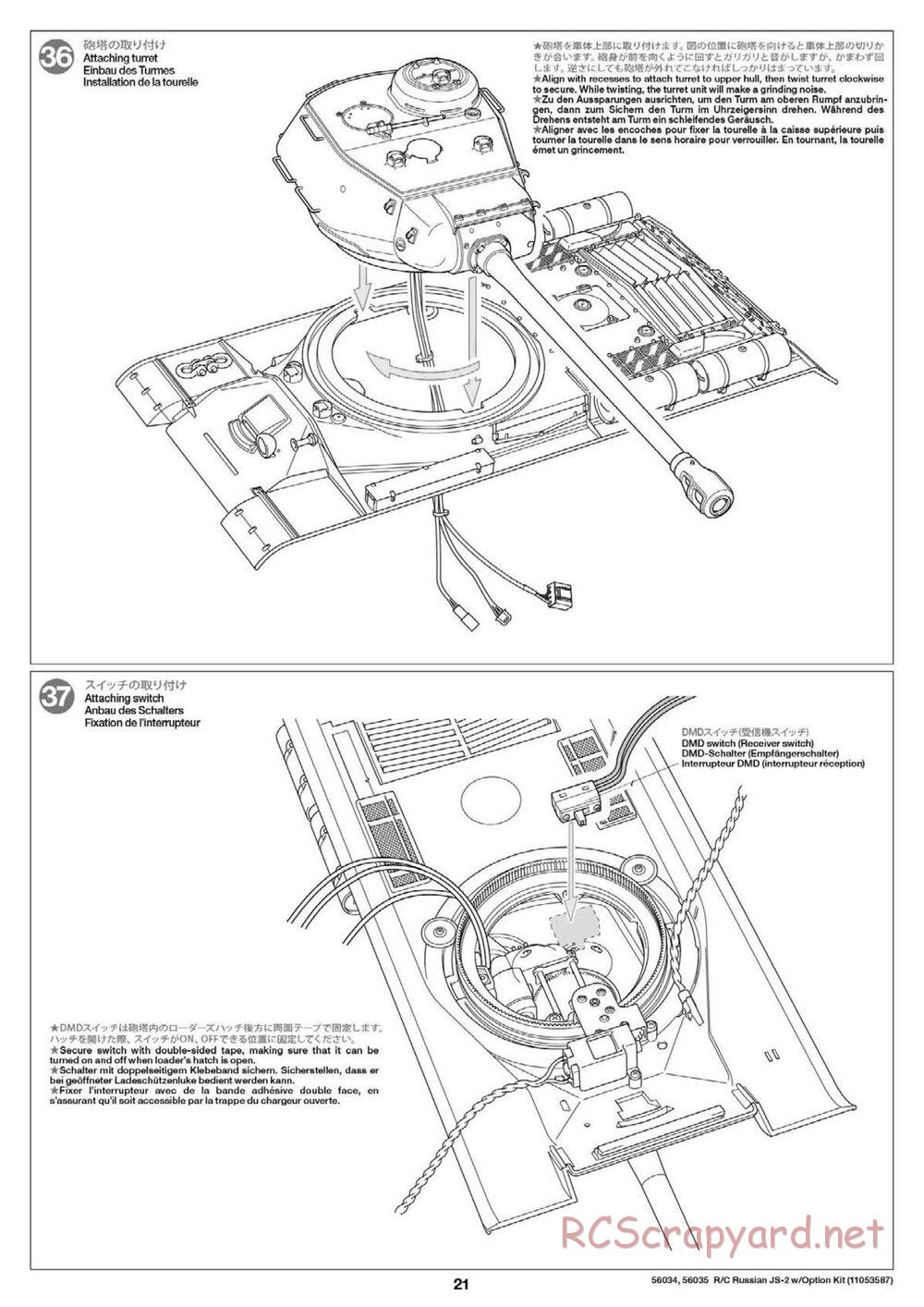 Tamiya - Russian Heavy Tank JS-2 1944 ChKZ - 1/16 Scale Chassis - Manual - Page 21