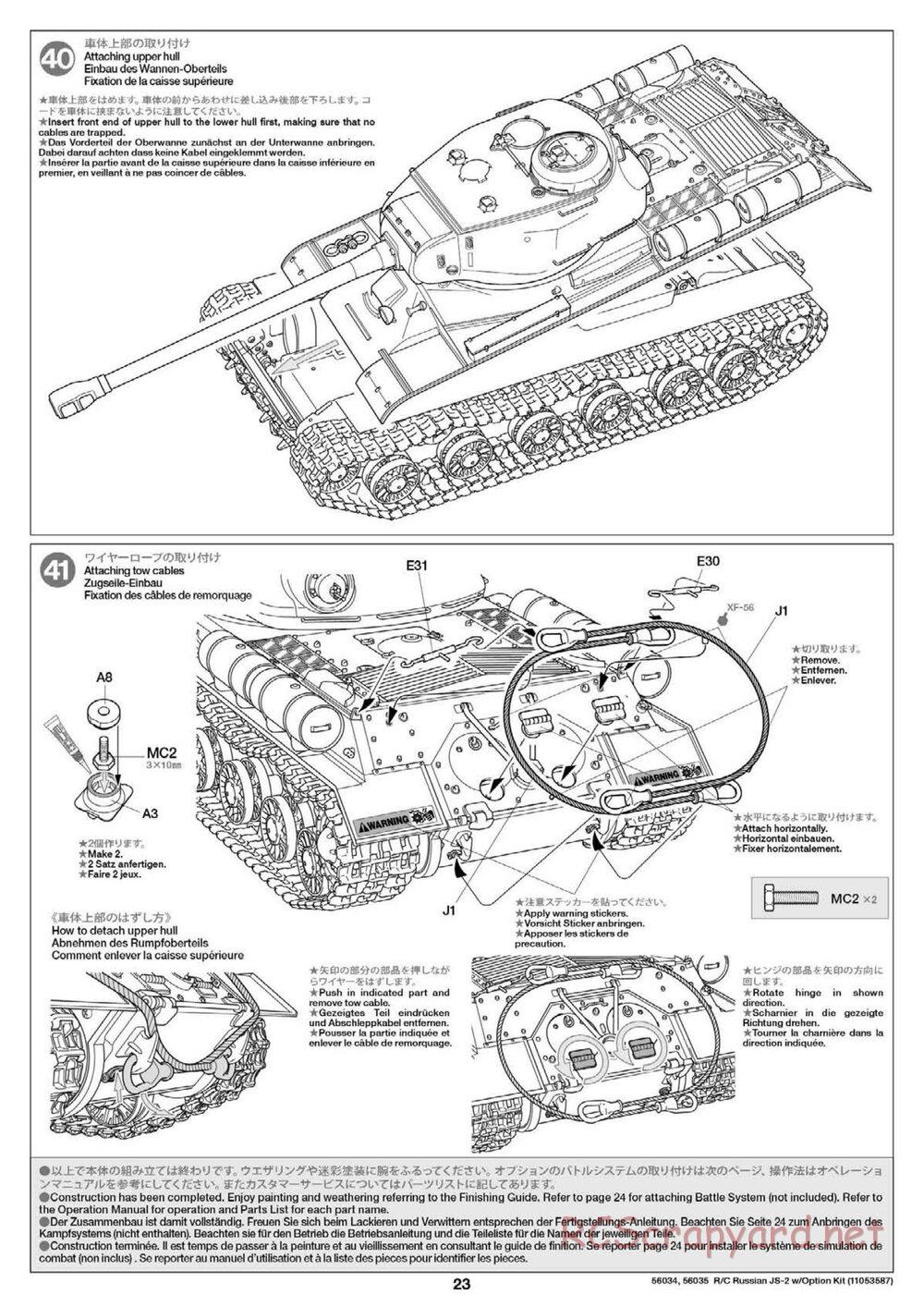 Tamiya - Russian Heavy Tank JS-2 1944 ChKZ - 1/16 Scale Chassis - Manual - Page 23