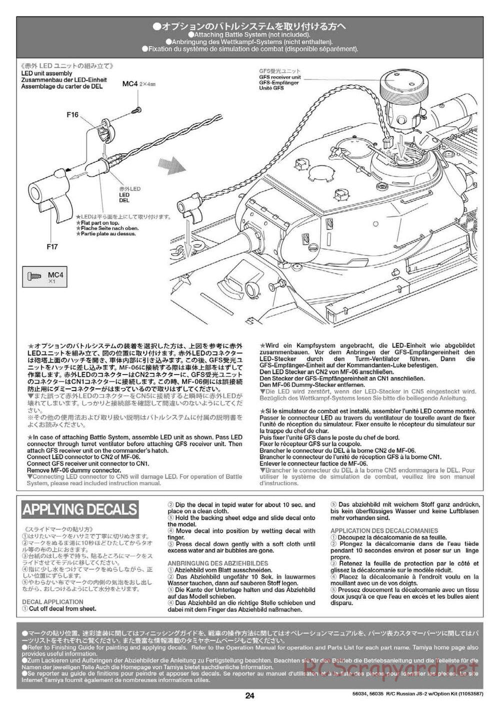 Tamiya - Russian Heavy Tank JS-2 1944 ChKZ - 1/16 Scale Chassis - Manual - Page 24