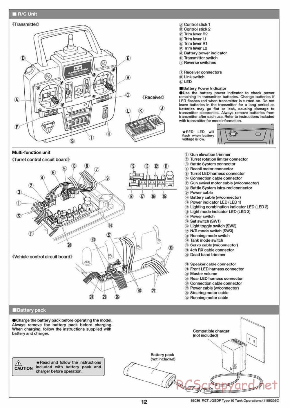Tamiya - JGSDF Type 10 Tank - 1/16 Scale Chassis - Operation Manual - Page 2