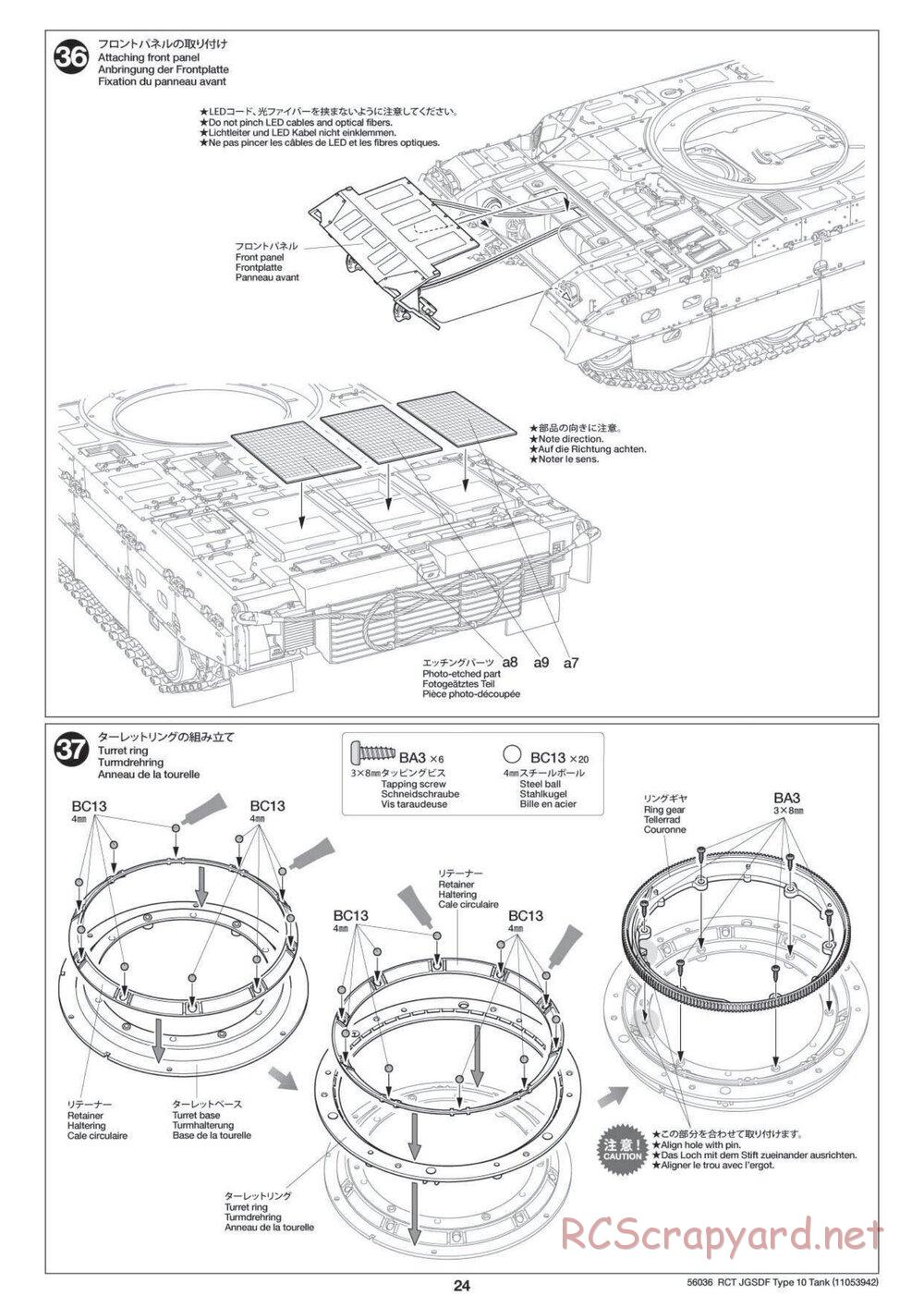 Tamiya - JGSDF Type 10 Tank - 1/16 Scale Chassis - Manual - Page 24