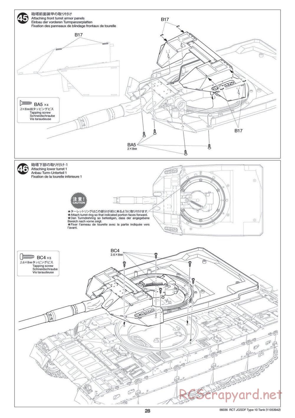 Tamiya - JGSDF Type 10 Tank - 1/16 Scale Chassis - Manual - Page 28