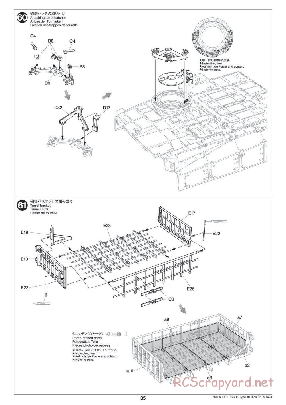 Tamiya - JGSDF Type 10 Tank - 1/16 Scale Chassis - Manual - Page 35