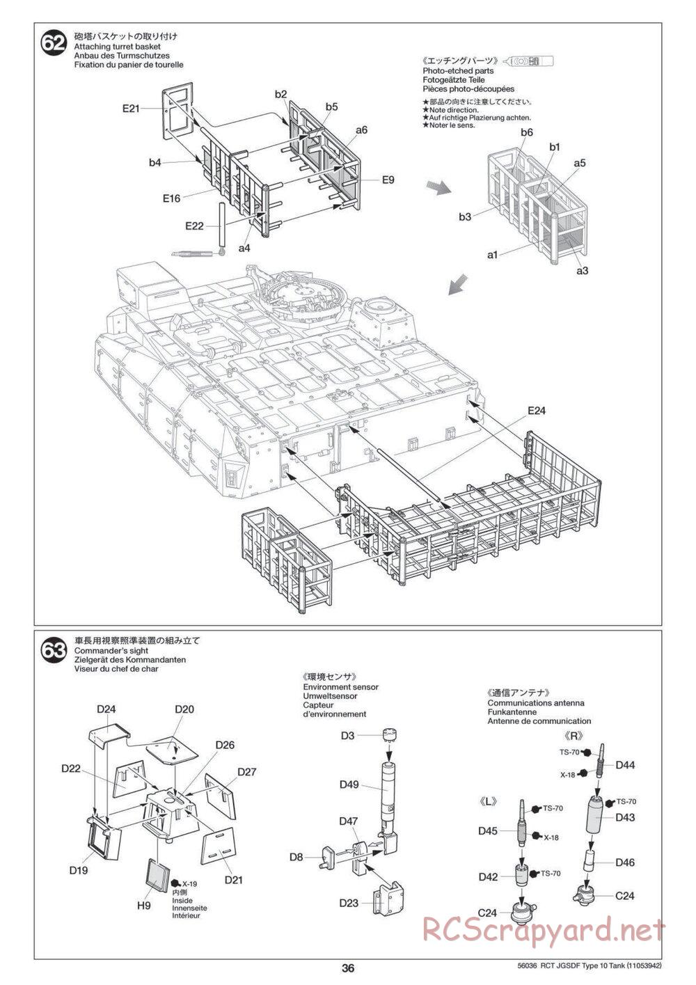 Tamiya - JGSDF Type 10 Tank - 1/16 Scale Chassis - Manual - Page 36