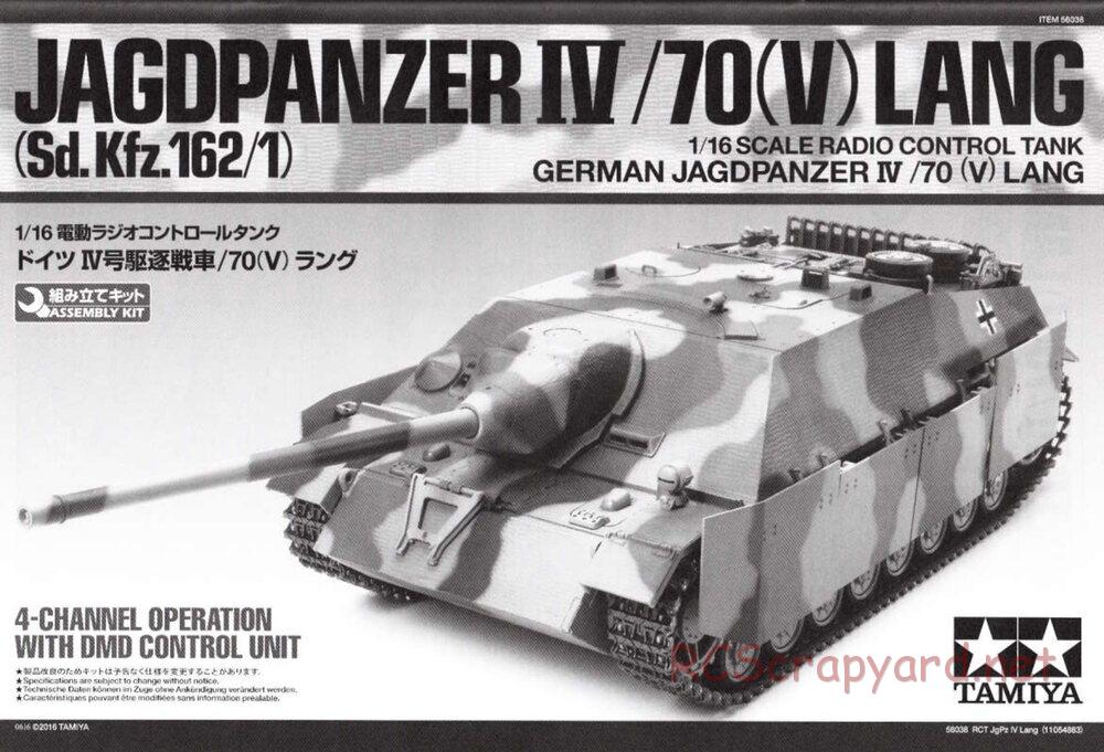 Tamiya - Jagdpanzer IV/70(V) Lang - 1/16 Scale Chassis - Manual - Page 1