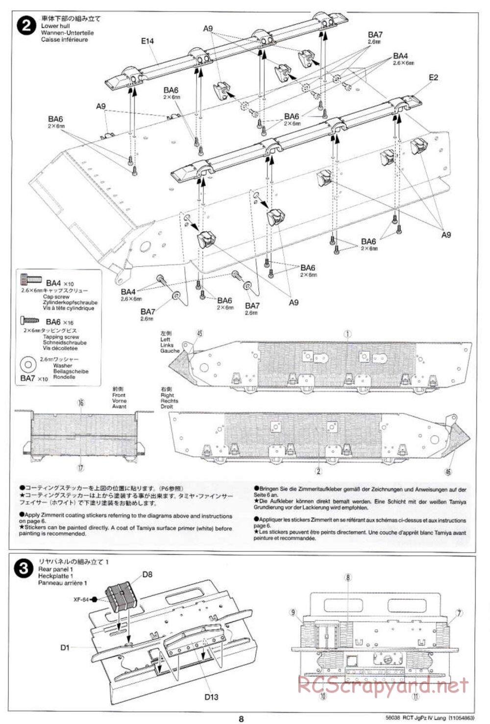 Tamiya - Jagdpanzer IV/70(V) Lang - 1/16 Scale Chassis - Manual - Page 8
