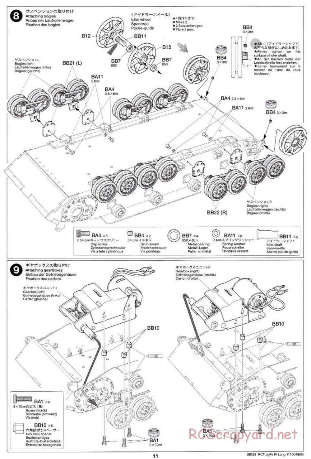 Tamiya - Jagdpanzer IV/70(V) Lang - 1/16 Scale Chassis - Manual - Page 11