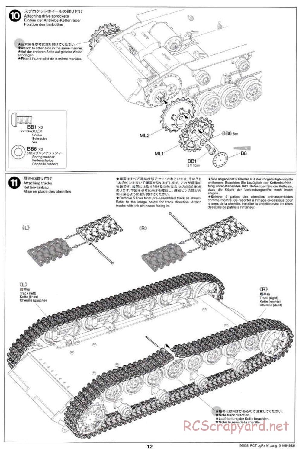 Tamiya - Jagdpanzer IV/70(V) Lang - 1/16 Scale Chassis - Manual - Page 12
