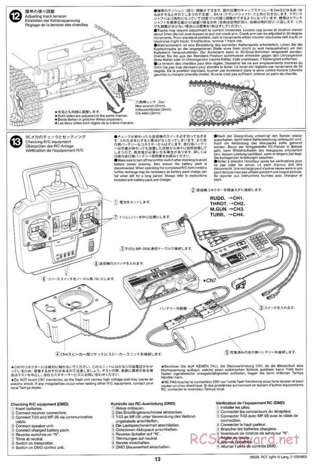 Tamiya - Jagdpanzer IV/70(V) Lang - 1/16 Scale Chassis - Manual - Page 13