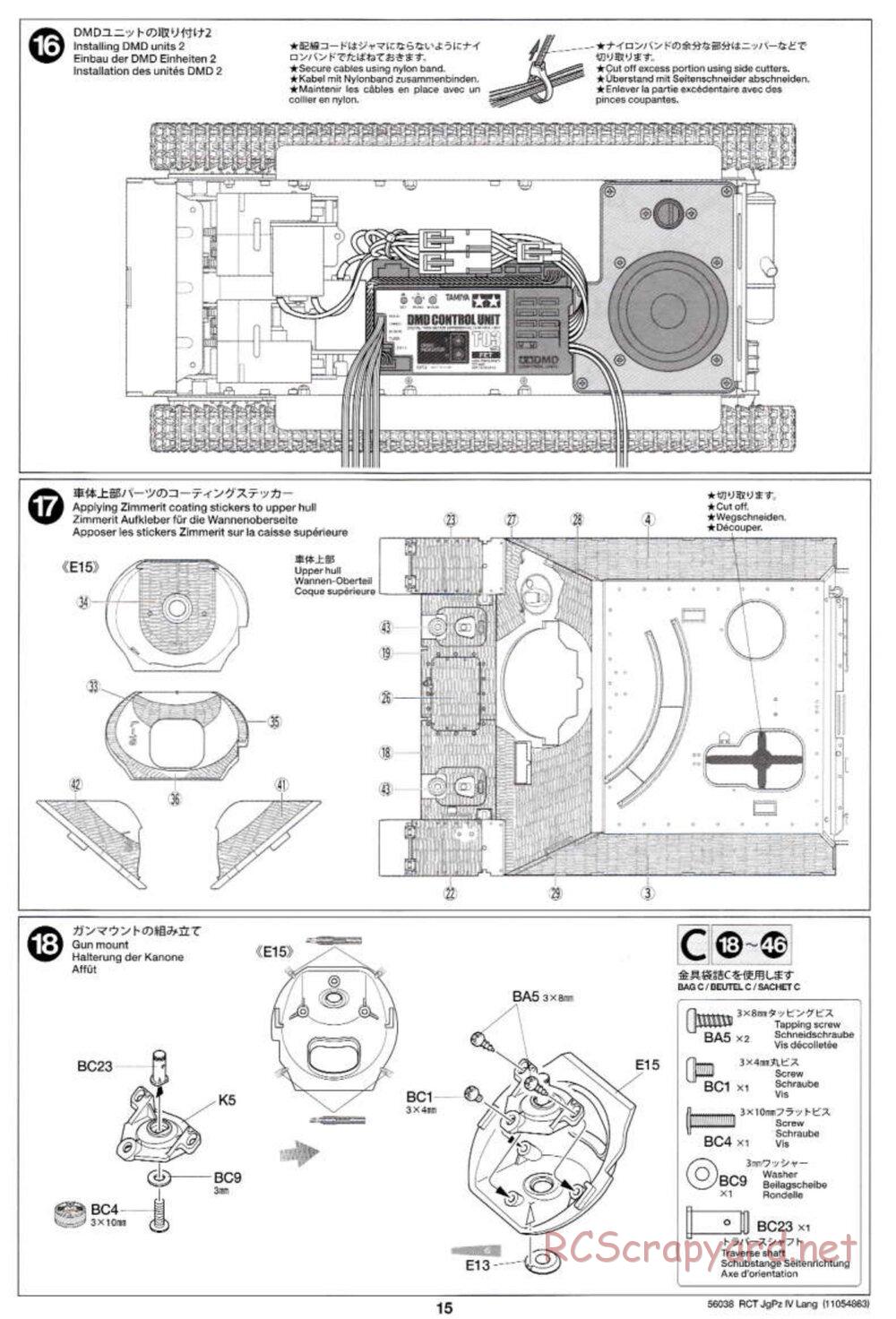 Tamiya - Jagdpanzer IV/70(V) Lang - 1/16 Scale Chassis - Manual - Page 15