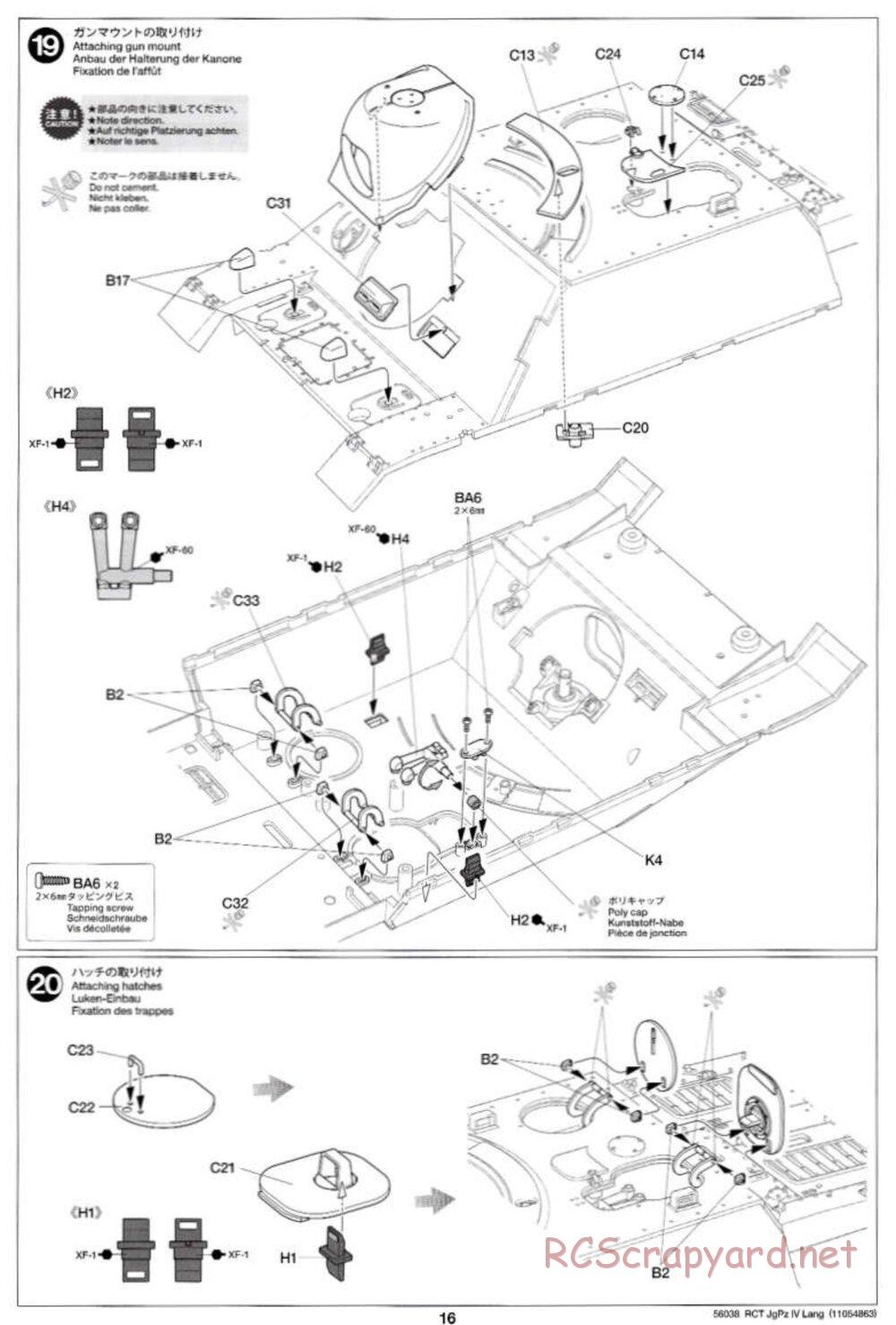 Tamiya - Jagdpanzer IV/70(V) Lang - 1/16 Scale Chassis - Manual - Page 16