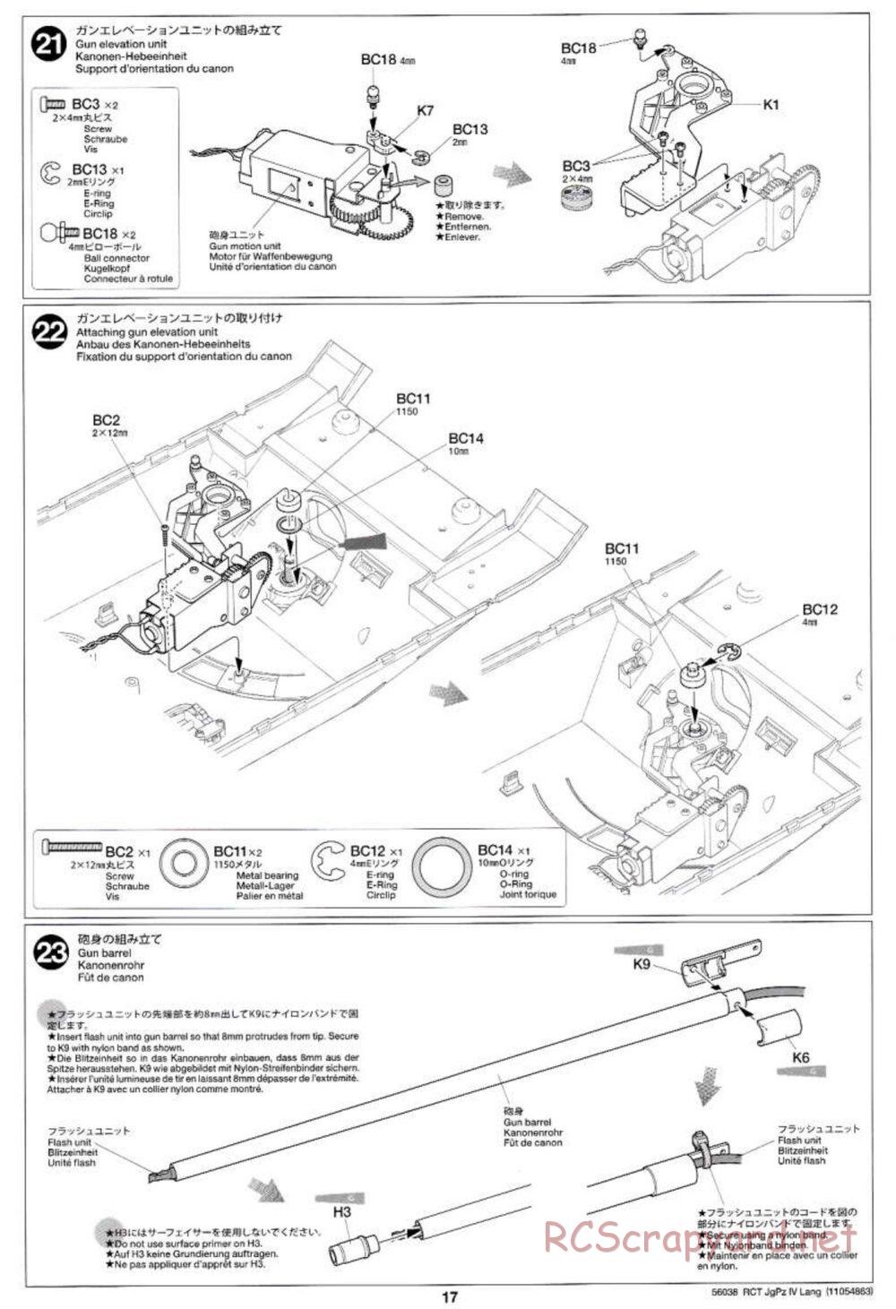 Tamiya - Jagdpanzer IV/70(V) Lang - 1/16 Scale Chassis - Manual - Page 17