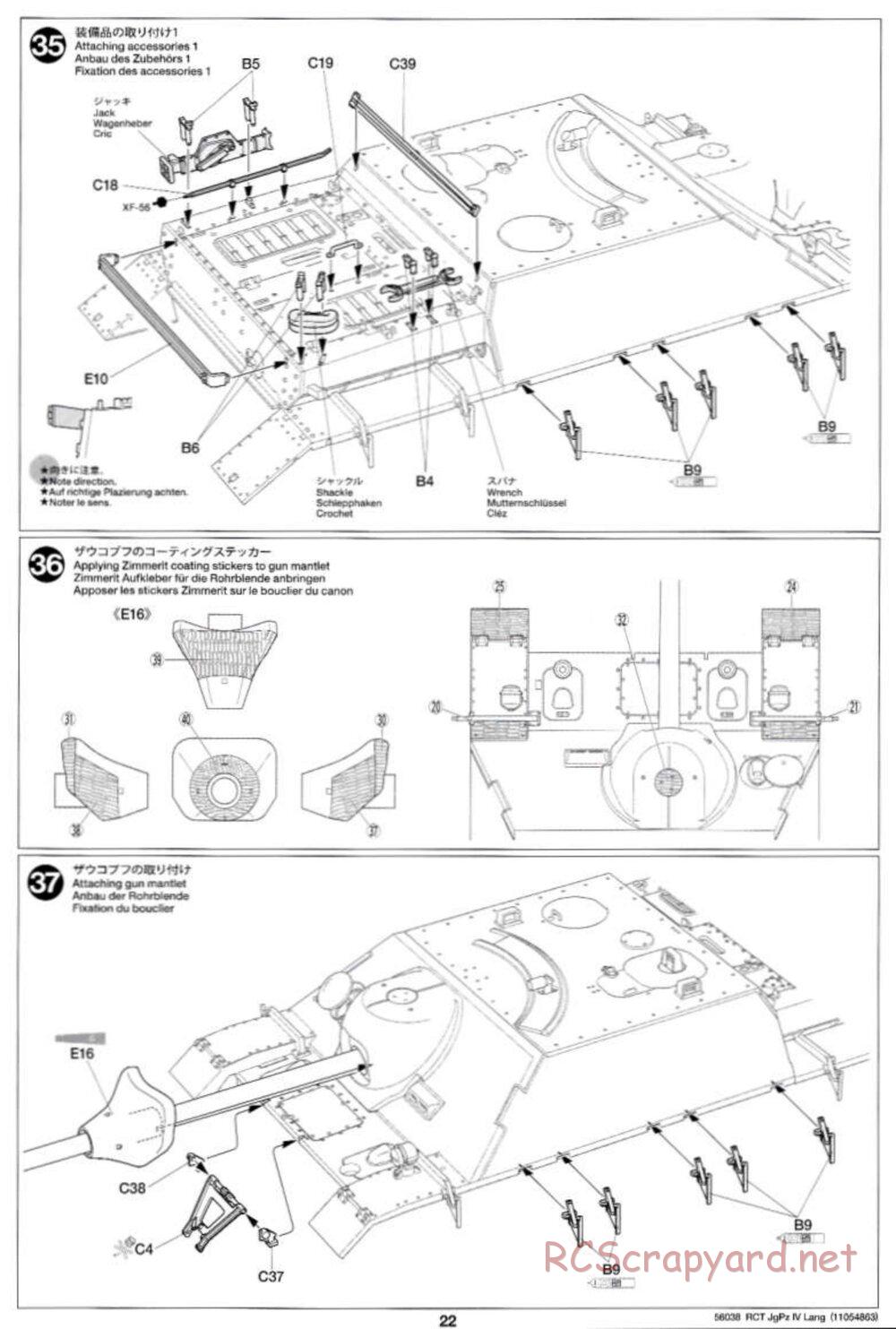 Tamiya - Jagdpanzer IV/70(V) Lang - 1/16 Scale Chassis - Manual - Page 22