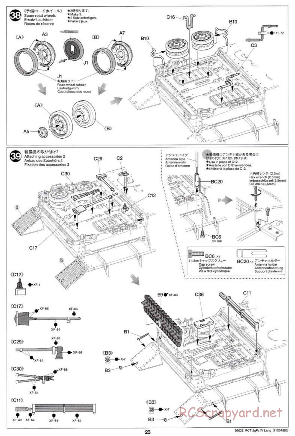 Tamiya - Jagdpanzer IV/70(V) Lang - 1/16 Scale Chassis - Manual - Page 23