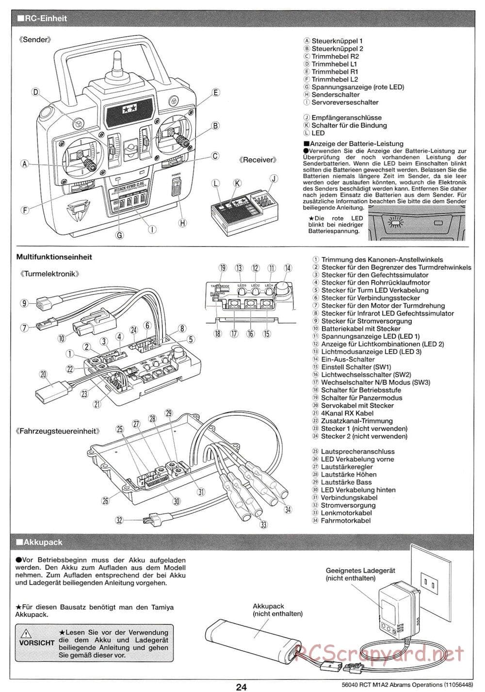 Tamiya - U.S. Main Battle Tank M1A2 Abrams - 1/16 Scale Chassis - Operation Manual - Page 2