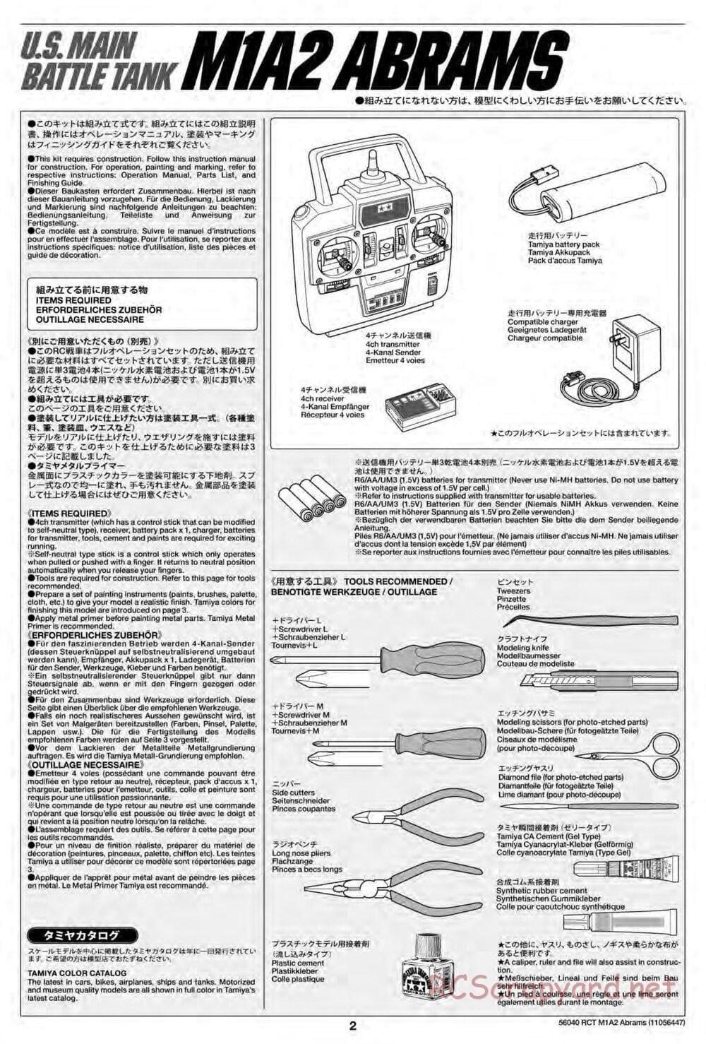 Tamiya - U.S. Main Battle Tank M1A2 Abrams - 1/16 Scale Chassis - Manual - Page 2