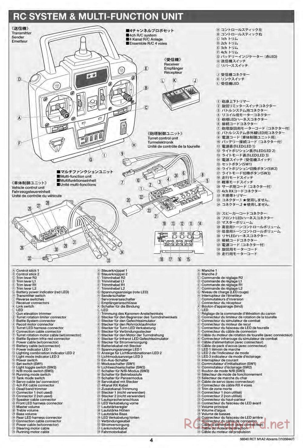 Tamiya - U.S. Main Battle Tank M1A2 Abrams - 1/16 Scale Chassis - Manual - Page 4