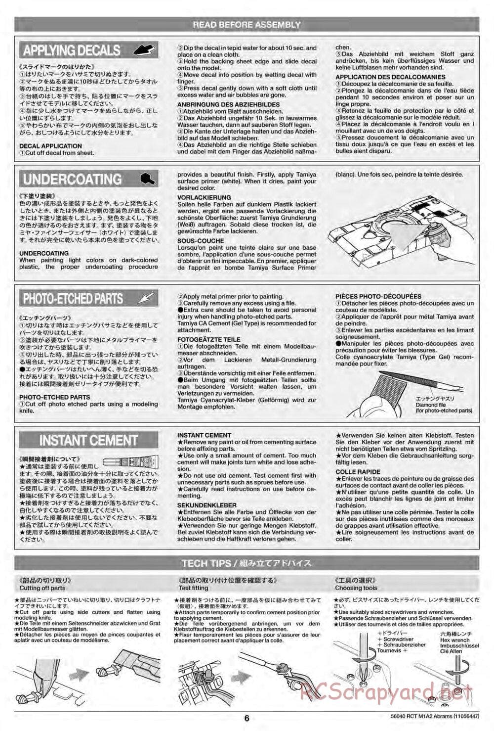 Tamiya - U.S. Main Battle Tank M1A2 Abrams - 1/16 Scale Chassis - Manual - Page 6