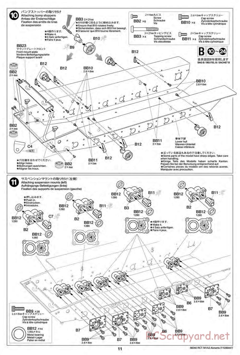 Tamiya - U.S. Main Battle Tank M1A2 Abrams - 1/16 Scale Chassis - Manual - Page 11