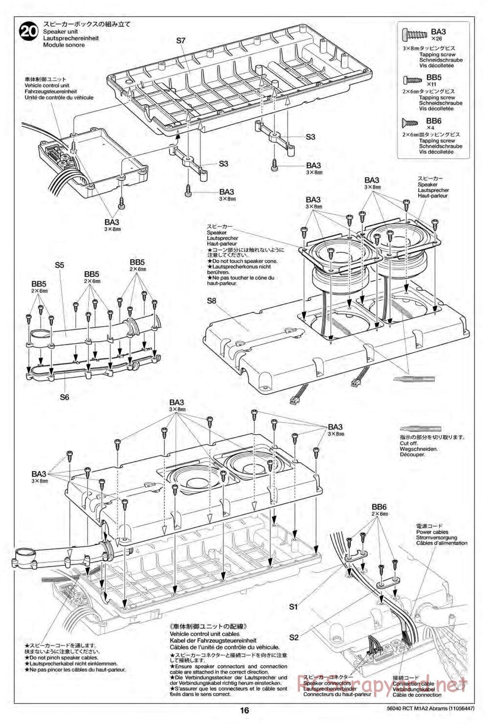Tamiya - U.S. Main Battle Tank M1A2 Abrams - 1/16 Scale Chassis - Manual - Page 16