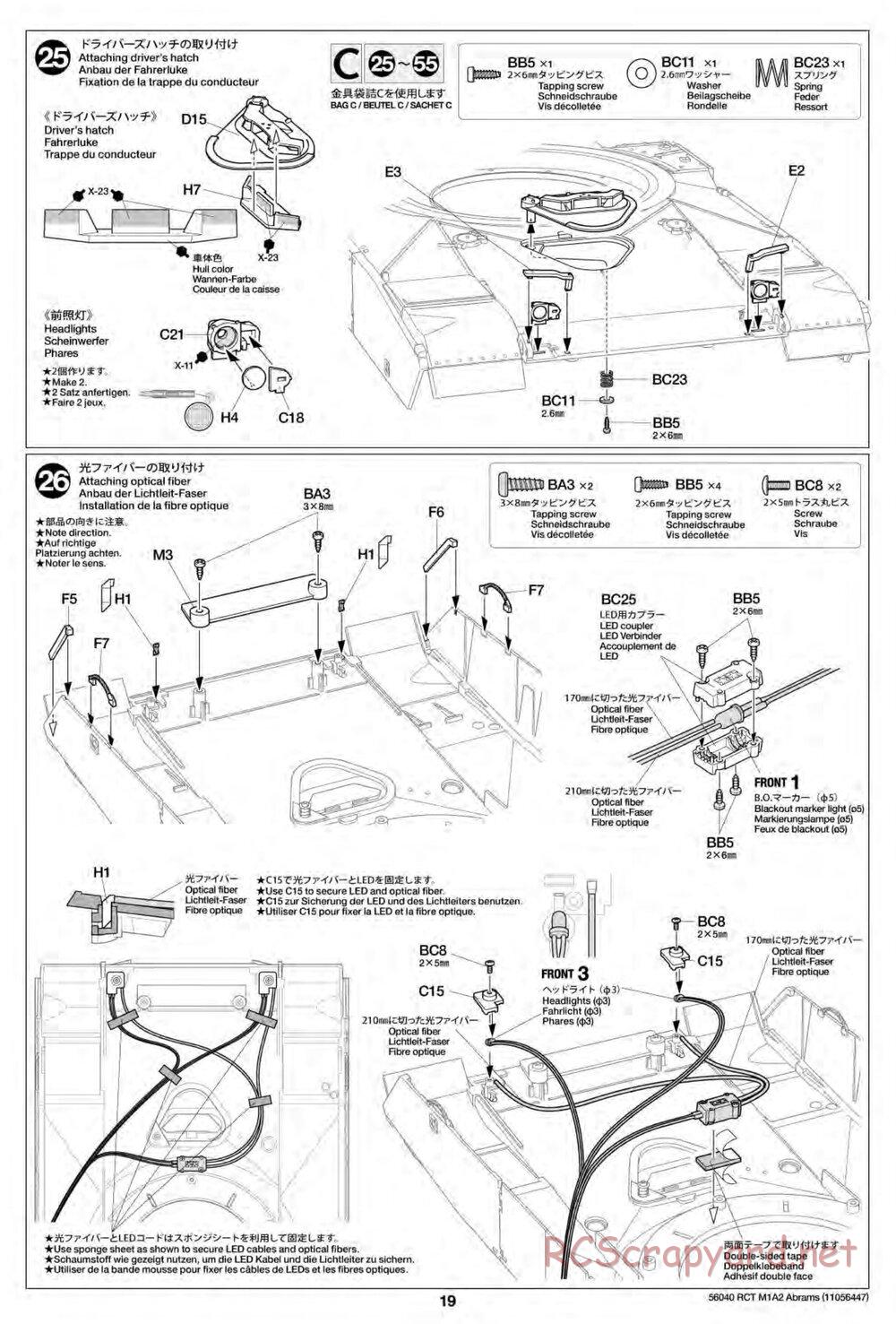 Tamiya - U.S. Main Battle Tank M1A2 Abrams - 1/16 Scale Chassis - Manual - Page 19