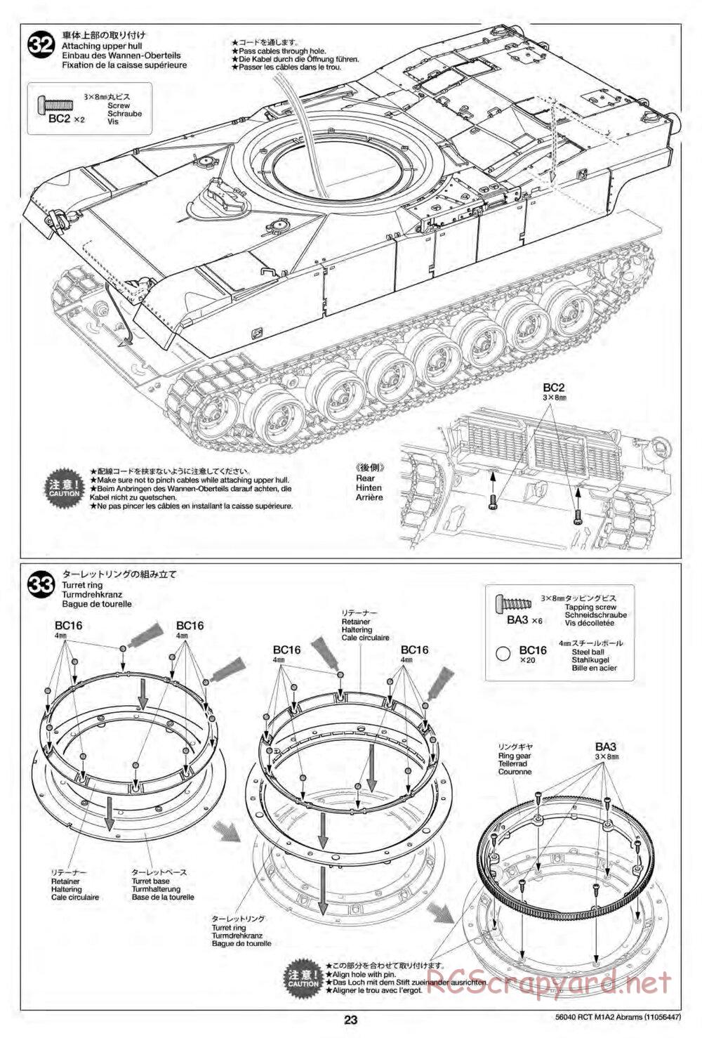 Tamiya - U.S. Main Battle Tank M1A2 Abrams - 1/16 Scale Chassis - Manual - Page 23