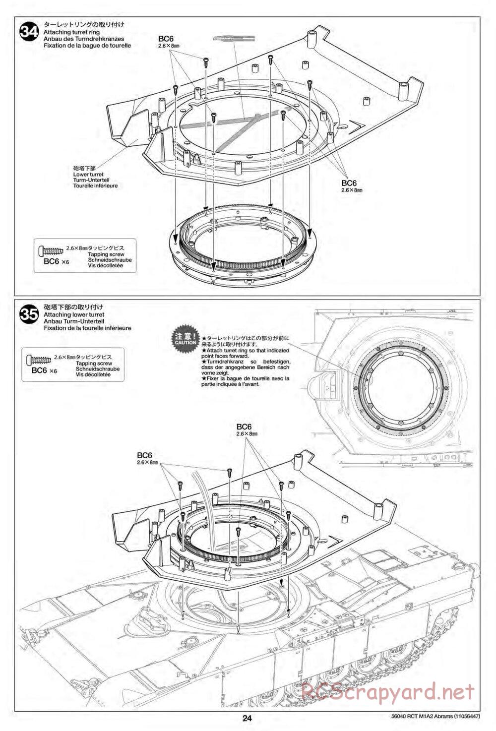 Tamiya - U.S. Main Battle Tank M1A2 Abrams - 1/16 Scale Chassis - Manual - Page 24