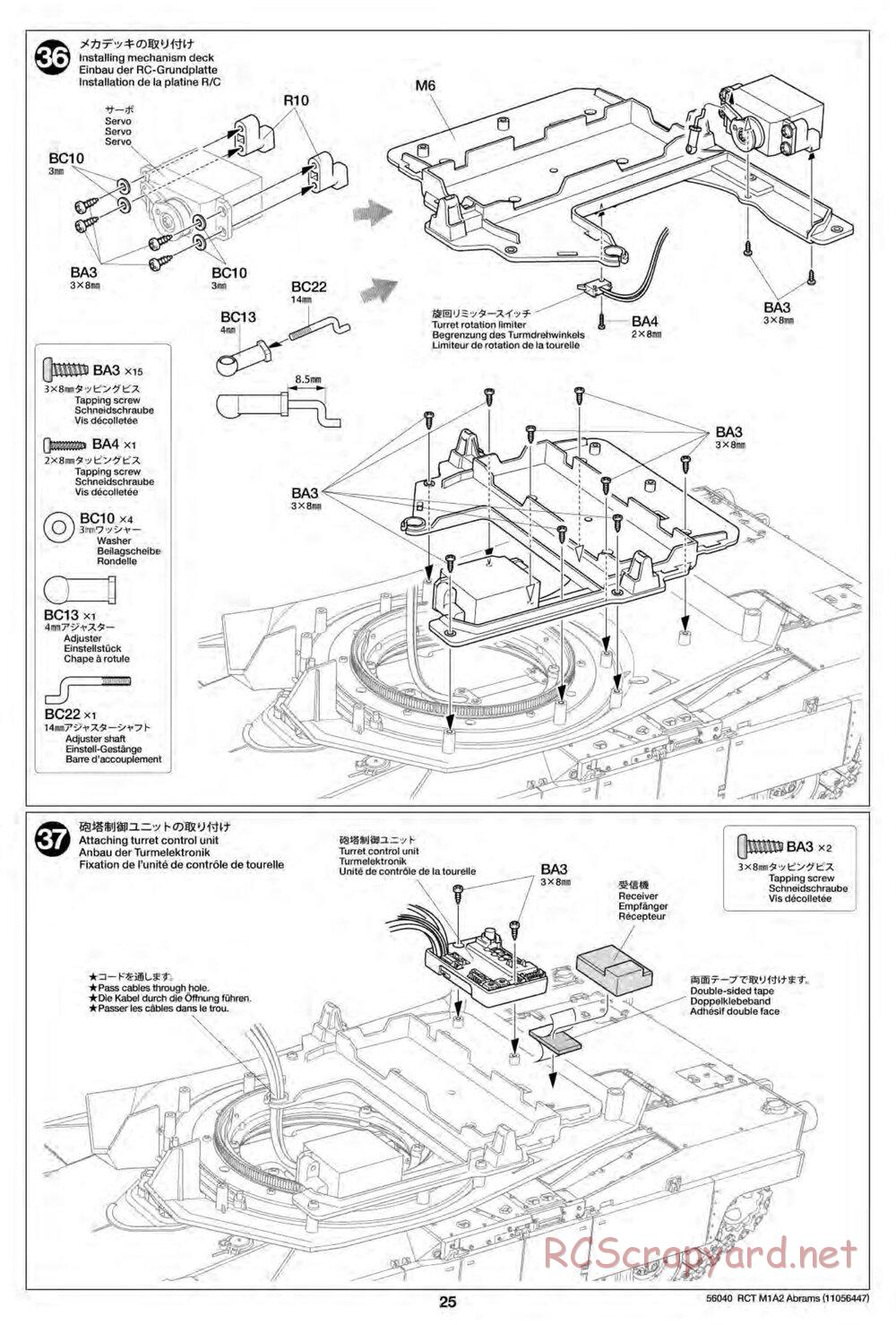 Tamiya - U.S. Main Battle Tank M1A2 Abrams - 1/16 Scale Chassis - Manual - Page 25