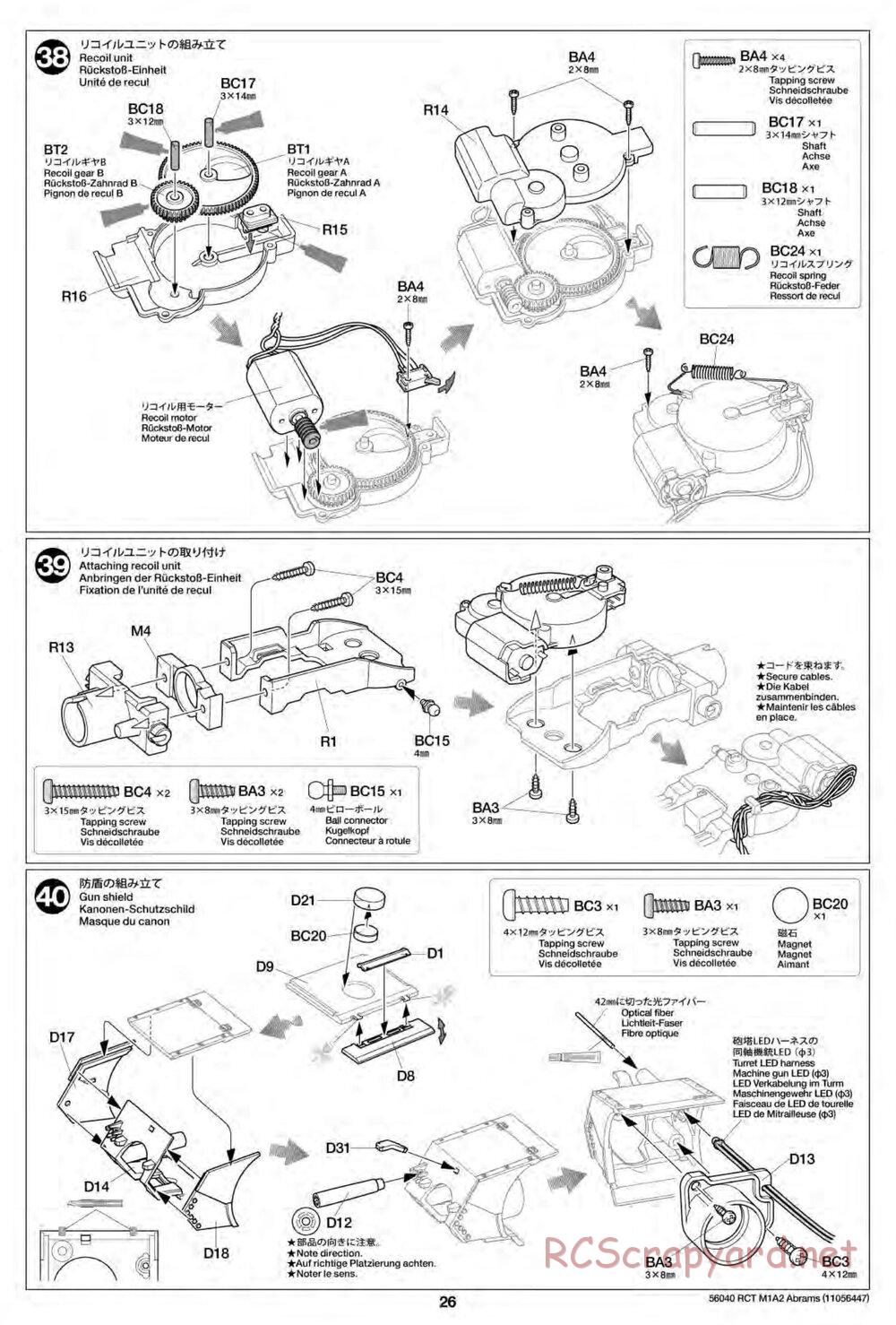 Tamiya - U.S. Main Battle Tank M1A2 Abrams - 1/16 Scale Chassis - Manual - Page 26