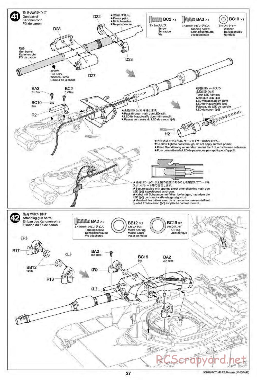 Tamiya - U.S. Main Battle Tank M1A2 Abrams - 1/16 Scale Chassis - Manual - Page 27